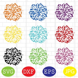 Cheerleading Poms Svg, Cheer Pom Poms Svg, Cheerleader Cut Files, Sport Svg, Jpg, Eps, Dxf Files