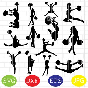 Cheerleading Svg, Cheerleader Svg, Cheer Pom Poms gesneden bestanden, sport Svg, Jpg, Eps, Dxf-bestanden