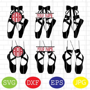 Ballet Shoes Monogram Svg,  Ballet Slippers Svg, Girl Ballet Dancer Svg, Ballerina Svg, Sport Svg, Jpg, Eps, Dxf Files