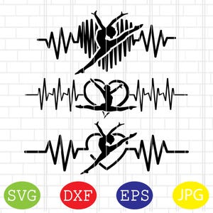 Gymnastics Heartbeat Svg, Gymnastics Svg, Gymnast Svg, Gymnast Lover Svg, Jpg, Eps, Dxf Files