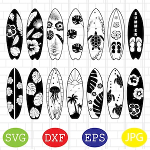 Surfboard Svg, Surfing Board Svg, Surf Clipart, Summer Beach Svg, Jpg, Eps, Dxf Files