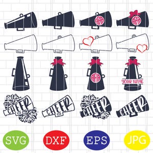 Cheerleader Svg, Cheerleading Vector, Cheer Pom Poms gesneden bestanden, sport Svg, Jpg, Eps, Dxf-bestanden