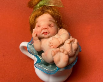 Ooak Miniature Art Doll Newborn Sculpt by hand