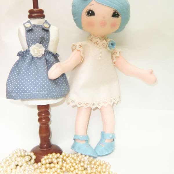 Instant digital download Art Doll Pattern PDF DIY " Doll Wilma "with two clothes