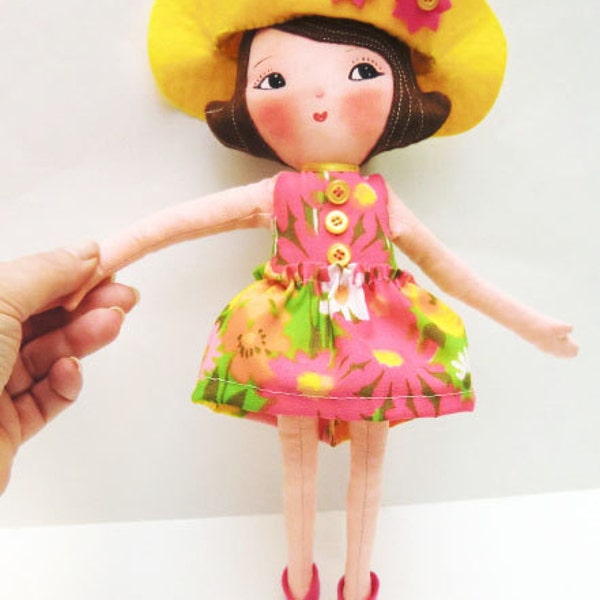 Instant Digital Download-Art Doll Pattern PDF DIY " Doll  Girl Ginger  " sewing  free shipping