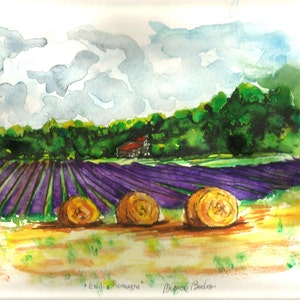 イタリアの風景画オリジナル水彩画「エミリア・ロマーニャ」イタリアイタリアの風景と風光明媚な
