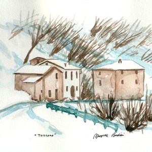 ART Painting Original Watercolor Italian  Landscape "TUSCANY" Italy Italian Landscape & Scenic