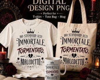 Dark Romance BookTok PNG, Immortal Tormented Cursed, Sublimation HTV Vinyl Design for Tote Bag Mug T-Shirt Sweatshirt