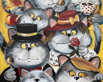 Poster of the painting "Sweet Tooth"/ Laima/ painting/ children's room interior/ gift/ cheerful painting/ cat