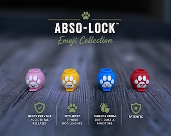 Emoji Abso-Lock™ Dog Leash Safety Clip – Fun Designs with Bolt Snap Protection