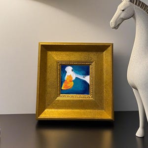 Adorable Duck Mini Oil Painting - Whimsical Animal Art for Home and Office Decor - Unique Gift for Duck Lovers - Small Desk Decoration