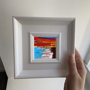 Vibrant Handmade Miniature Art - Framed Beach Paintings, Perfect Gift Options, Small Wall Art Decorations and Tabletop Decorations