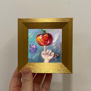 Original Oil Painting, Small Framed Original Art, Cute Tabletop Decorations, Fun Wall Art, Housewarming Gifts, Room Decoration