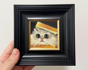 Miniatyrkattkonst | Nyckfulla oljemålningar | Presenter för kattälskare