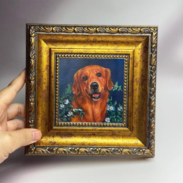 Custom Mini Dog Portrait from Photo - 4x4-inch Pet Art Painting | Pet Memorial Gift