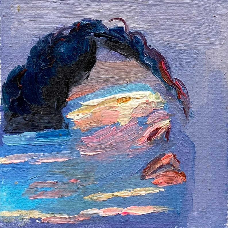 Abstract Mini Miniature Abstract Figure Oil Painting: Framed Minimalist Art, 4x4 ...