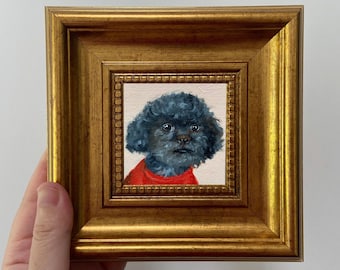 Charming Dog Portrait - Small Framed Oil Painting Gift for Dog Lovers