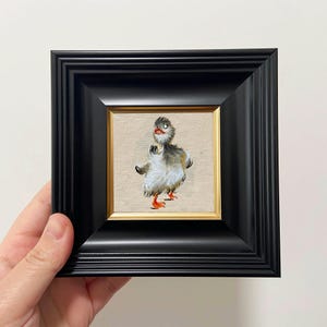 手描きのアヒルアート｜金枠のミニチュア油絵