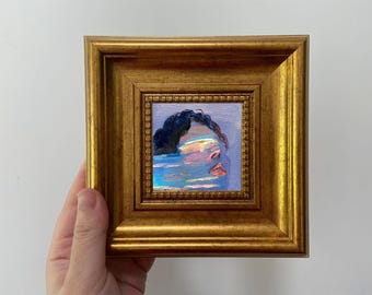 Miniatur Abstraktes weibliches Gesicht Ölgemälde - gerahmt Tabletop Art