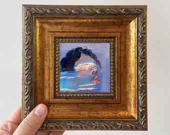Miniatur Abstrakte Figur Ölgemälde: Gerahmt Minimal Kunst, 4x4, Galerie Wand Dekorative Kunst