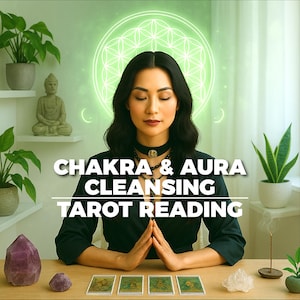Lectura de limpieza de chakras y aura: restablece el equilibrio, elimina bloqueos energéticos y mejora tu bienestar con la guía del tarot.
