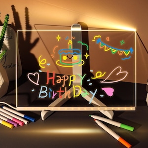 Kinder LED Acryl Zeichenbrett, LED Notizbrett mit 7 Farben Stift, perfektes Geburtstagsgeschenk für Mädchen und Jungen, Weihnachtsgeschenk, Home Room Decor