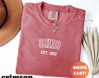 Comfort Colors® Ohio EST 1803 Shirt, Vintage Ohio Tee, Retro State TShirt, Trendy Graphic Top, Midwest Style Buckeye State Graphic Shirt