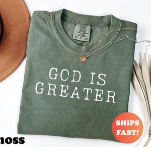Comfort Colors® Gott ist größer Shirt, christliches grafisches T-Shirt, religiöses Retro-T-Shirt, trendiges glaubensbasiertes Top, inspirierendes Jesus-Shirt