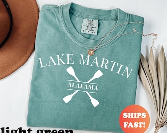 Camisa Comfort Colors® Lake Martin Alabama, camiseta vintage Lake Martin, camiseta retro, top gráfico moderno, camisa estilo sureño para navegar en el lago