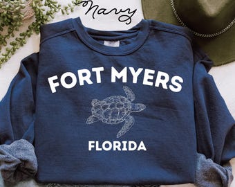 Comfort Colors® Fort Myers Florida Sweatshirt Sea Turtle Souvenir Vacation Crewneck Fort Myers Gift Beach Lover Sweatshirt Florida Vacation