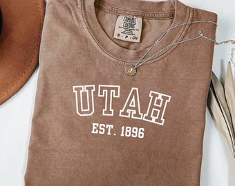 Camiseta Comfort Colors® Utah Est 1896 Camiseta vintage de Utah Camiseta conmemorativa de la fundación de Utah Camiseta del orgullo de Utah Camiseta de regalo para fans de Utah