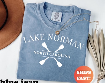 Camisa Comfort Colors® Lake Norman, Carolina del Norte, camiseta vintage Lake Norman, camiseta retro, top gráfico moderno, camisa náutica estilo sureño
