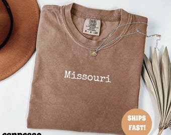 Camiseta Comfort Colors® de Missouri, camiseta del estado del Medio Oeste, camiseta del estado, camiseta "Muéstrame el estado", camiseta de viaje vintage, camiseta de viaje por carretera, camiseta para mujer