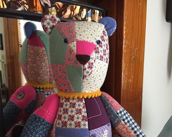 Cute Quilted Bear from a Nine Patch Quilt