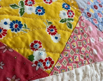 Cheery Quilted Pillow Cover With Scrappy Fabrics