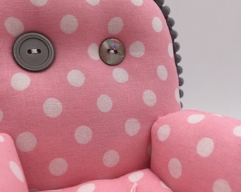 Pink Polkadot Pincushion Chair Handmade Unique Gift