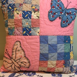 Repurposed 1930-1950 Vintage Butterfly Quilt Blocks into Pillow Covers! Quilted Handmade