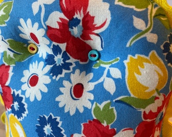 Bright and Cheery Blue Floral Pincushion Chair