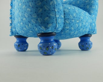 Blue Beaded Pincushion Chair Handmade Unique Gift