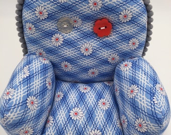 Cute Daisy Blue Pincushion Chair Handmade Unique Gift