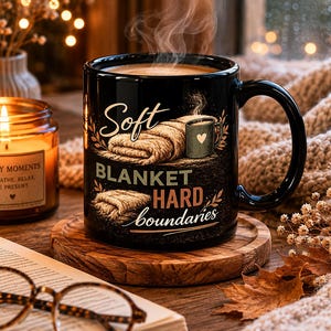 Weiche Decke Harte Grenzen Tasse | Gemütliches introvertiertes Geschenk | Emotionale Wellness Kaffeetasse | Homebody Selbstpflege Ästhetik | Calm Life Becher