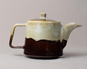 Golden amber ceramic teapot | Handmade rustic stoneware | Housewarming gift