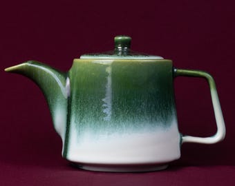 Dark green ceramic teapot | Handmade rustic stoneware | Housewarming gift
