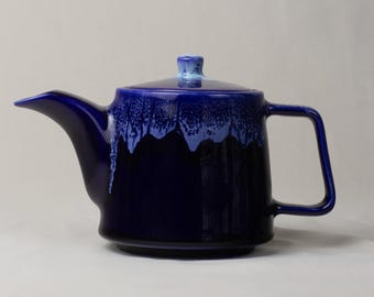 Navy blue ceramic teapot | Handmade rustic stoneware | Housewarming gift
