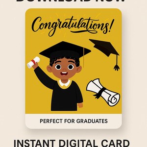Carte numérique de remise des diplômes | Téléchargement instantané | Carte de félicitations pour les diplômés