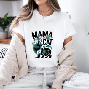 Mama Cat T-Shirt – Cute Cat Mom Shirt – Floral Cat Lover Tee – Mother’s Day Gift – Funny Cat Mom Outfit – Cat Lady Shirt