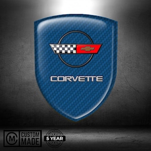 Corvette Shield Emblem Sticker Domed Resin Car Logo Badge Self Adhesive for Exterior Surfaces