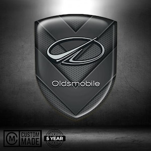 Oldsmobile Car Emblem Sticker Domed Resin Shield Badge Self Adhesive Logo for Flat Surfaces Like Laptops or Cars