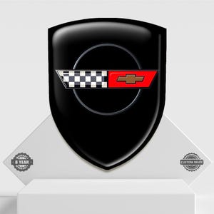 Corvette Car Sticker Domed Shield Emblem Resin Badge Self Adhesive Logo Decal for Clean Flat Smooth Surfaces