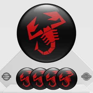 4 pcs Abarth emblem sticker - domed sticker with epoxy resin for wheels & center hubs